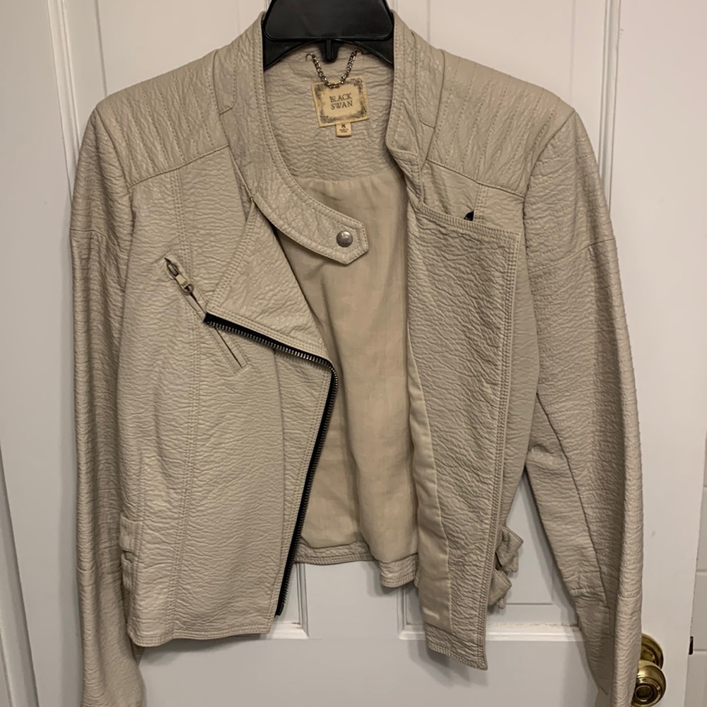 Black Swan size medium gray leather jacket. Like new!
